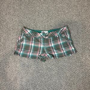Y2K vintage plaid pink & blue mini micro low rise shorts